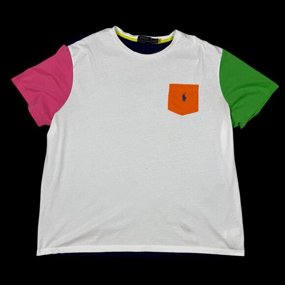 Ralph Lauren POLO big logo color block tee t-shirt XXL - Picture 8 of 10